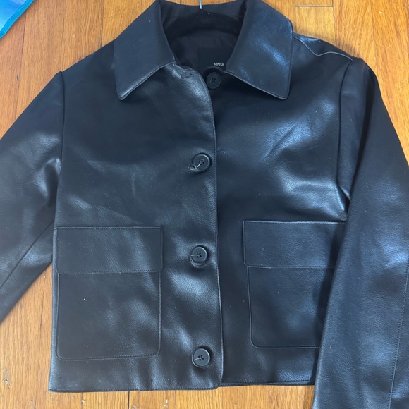 Mango Jackets & Blazers - Mango Black Leather Jacket Size XS